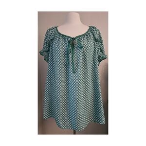 Max Studio Green Floral Pattern Top Size 3X